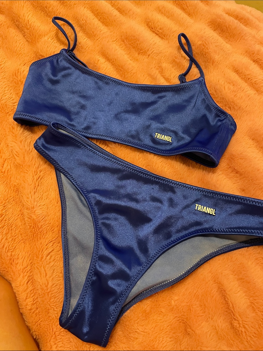 triangl swimwear Navy Satin-Look Bikini Set